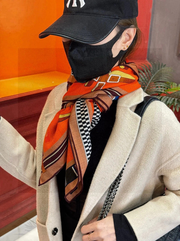 HERMES 25S SCIARPA 140 IN SETA E CASHMERE 735809