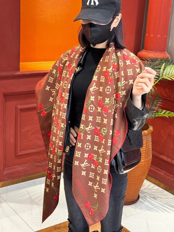 LV SCARF 140 CM IN WOOL MIX SILK 737265