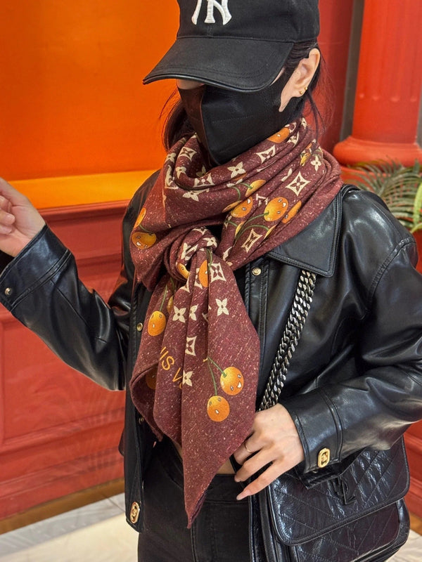 LV SCARF 140 CM IN WOOL MIX SILK 737266