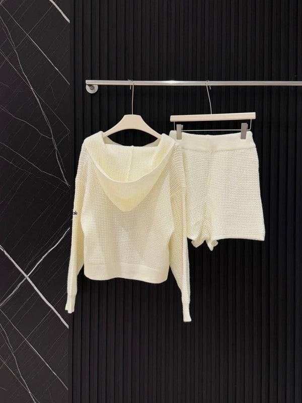 ALO KNIT CARDIGAN & SHORTS SET STYLE 31
