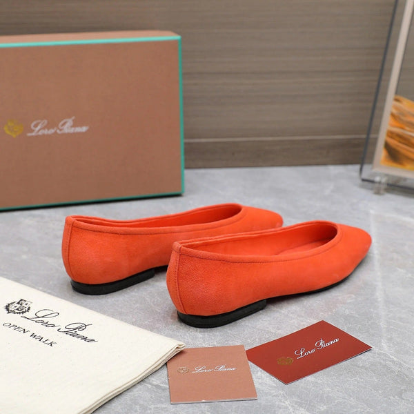 Classic Ballet Shoes In Orange Suede