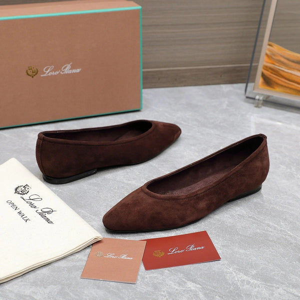 Classic Ballet Shoes In Brown Suede