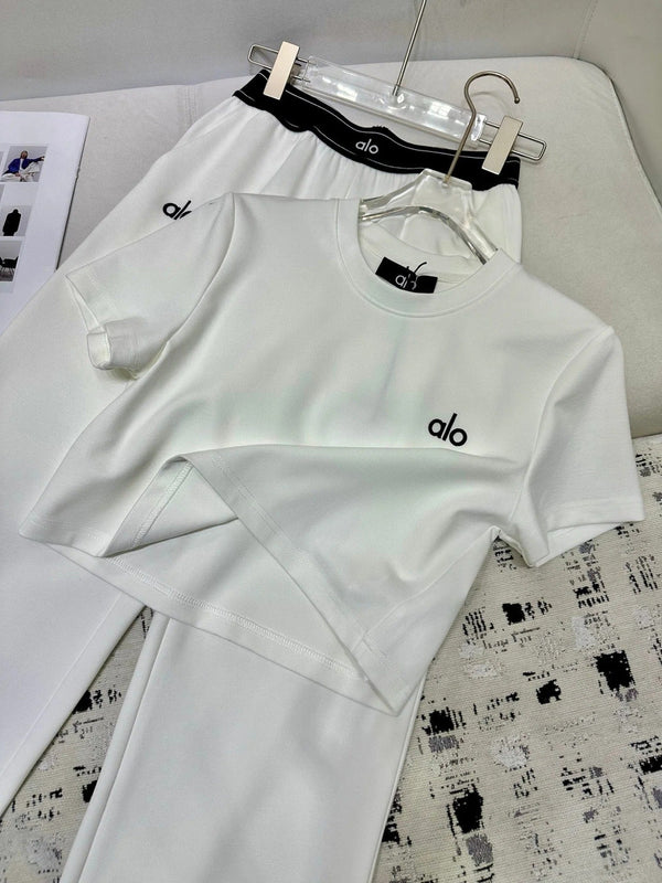 ALO T-SHIRT AND WIDE-LEG PANTS SET STYLE 160