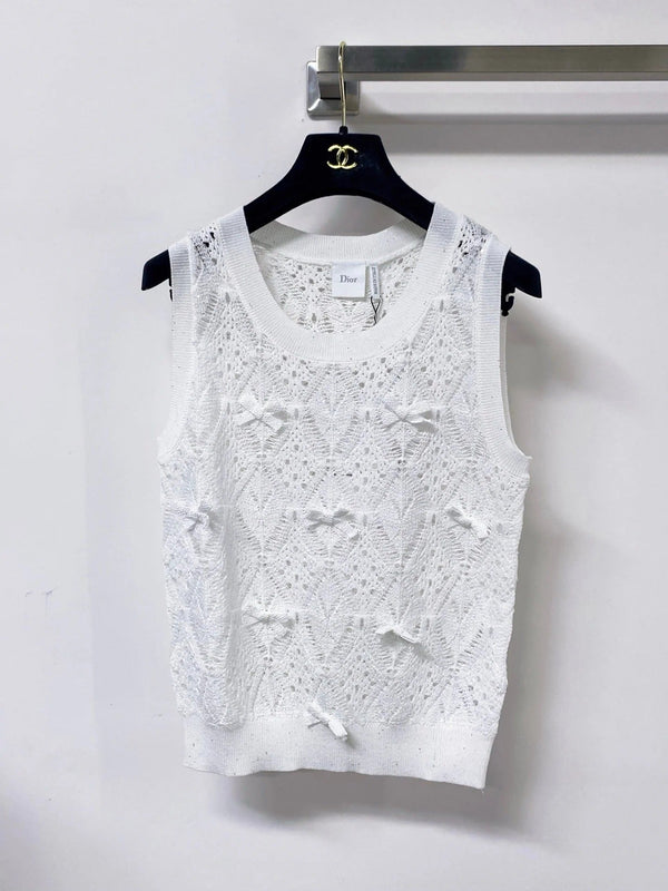 CD 2026 Knit Vest Decorative Bow Pattern Cotton 479899