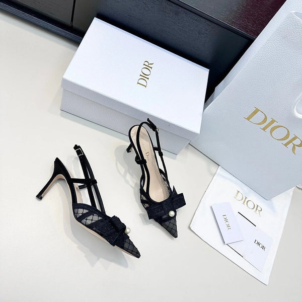 CD 26 Slingback 85 Black Mesh Leather 622212