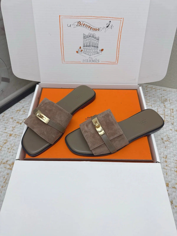 HM 26ss Oasis Sandals Brown Suede Cowhide 625146