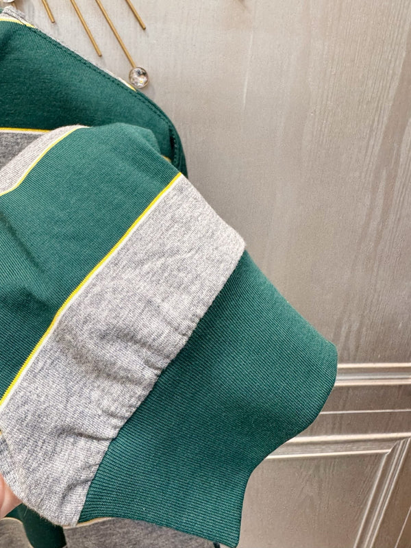 T-shirt Miumiu 2026 rayé manches longues vert mélangé gris coton