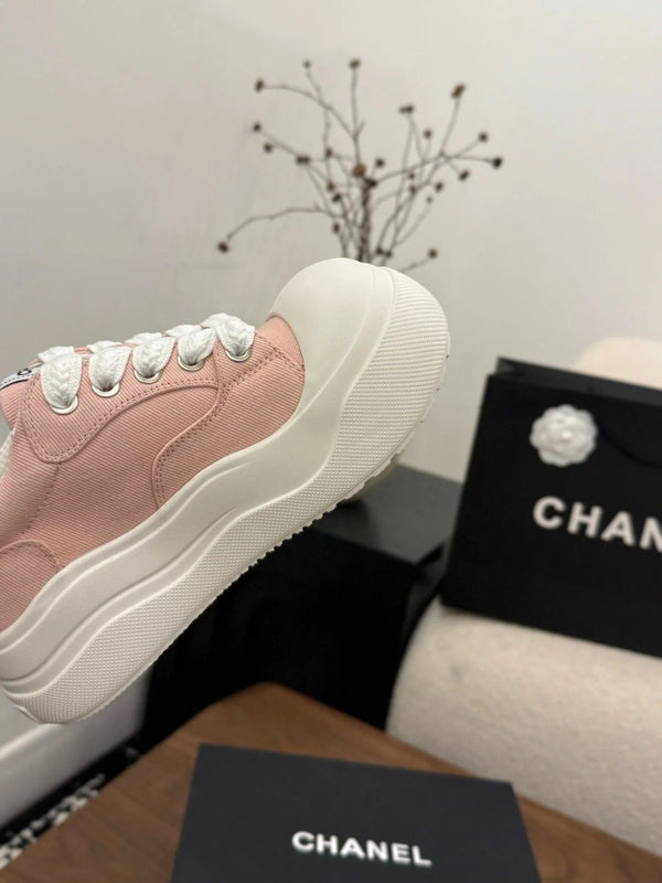 CC 26s Baskets décontractées bébé rose toile blanche cuir 183593