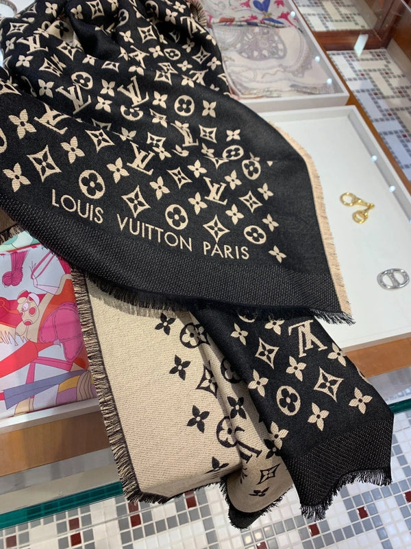 LV SCARF 200 CM IN WOOL MIX SILK 737209