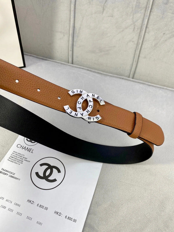 CINTURA CC 30MM IN PELLE DI VITELLO LISCIA COLOR BRONZO CON FERRAMENTA IN ARGENTO