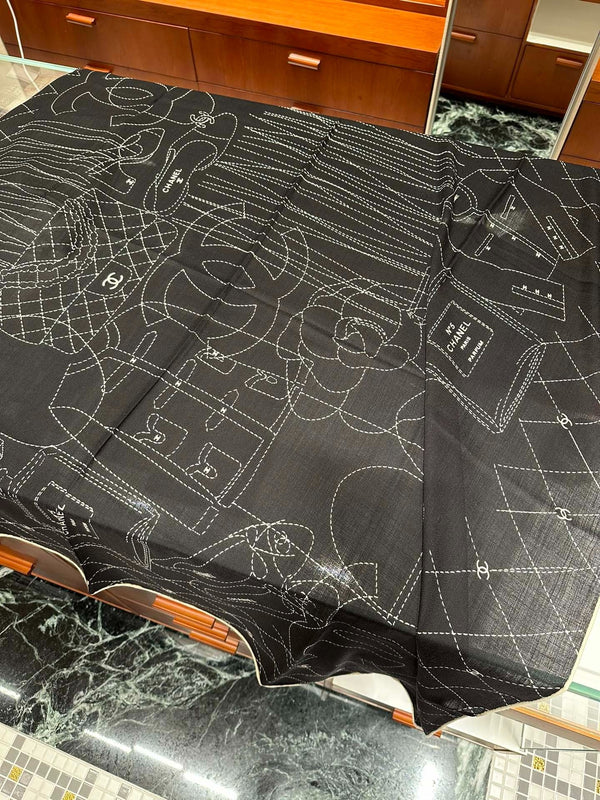 CHANEL 25S SCARF 140 IN SILK WOOL 726479