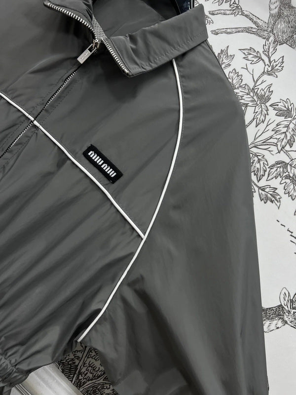 GIACCA CON CAPPUCCIO MIU 25S GRIGIA IN NYLON 263119