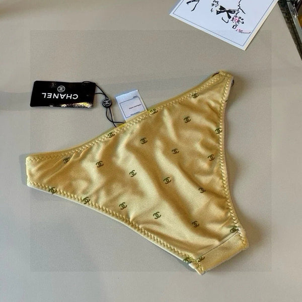 CC BIKINI SWIMSUIT SET IN YELLOW AND GREEN LOGO 606523
