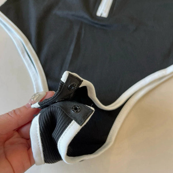 CC BIKINI SWIMSUIT SET IN BLACK AND WHITE TRIM 625973