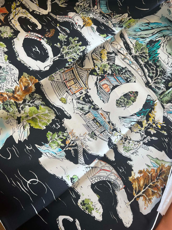 CHANEL 25S SCARF 90 IN SILK 715642