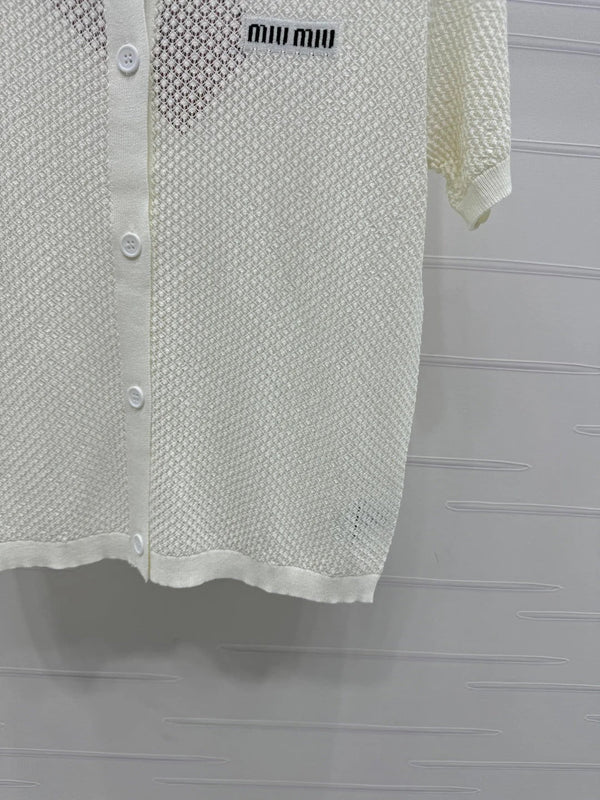 MIU 25S CARDIGAN COL ROND MANCHES COURTES 264268