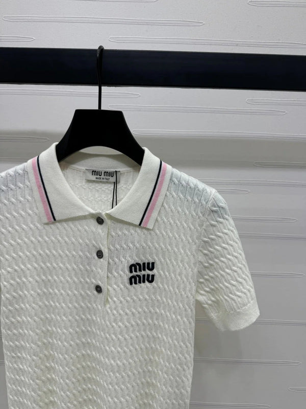 POLO IN MAGLIA MIUMIU BIANCA 274837