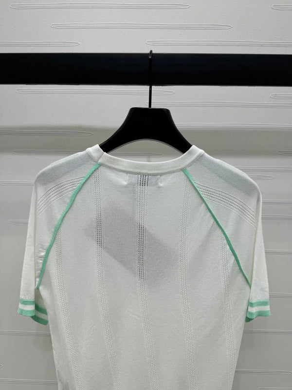 MIU 25S RAGLAN CREW NECK STRIPED KNIT SWEATER 264105