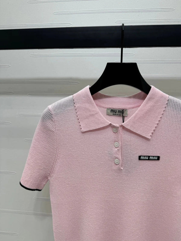 MIUMIU SHORT-SLEEVE KNIT POLO 269423