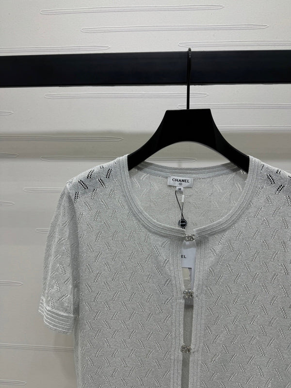 CHANEL SHORT-SLEEVE SEQUINNED KNIT CARDIGAN 269409