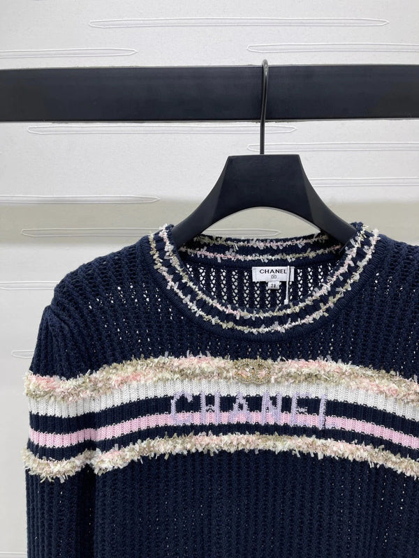 CHANEL PULL EN MAILLE AJOURÉE MANCHES LONGUES STYLE 162 COLLECTION 25S