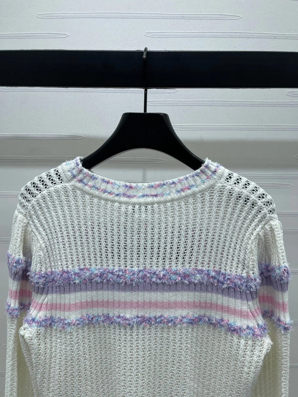 CHANEL PULL EN MAILLE AJOURÉE À MANCHES LONGUES 25S STYLE 161
