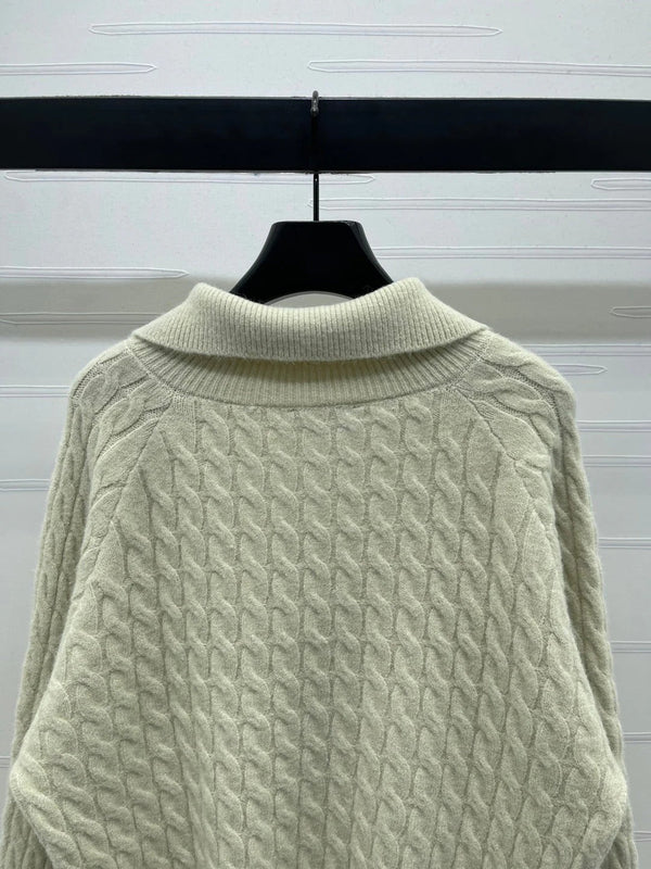 MIUMIU HALF-ZIP KNITTED PULLOVER WITH COLLAR STYLE 485