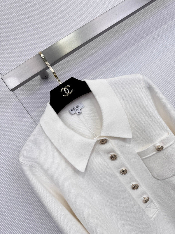CHANEL POLO EN TRICOT À MANCHES LONGUES 25S 590