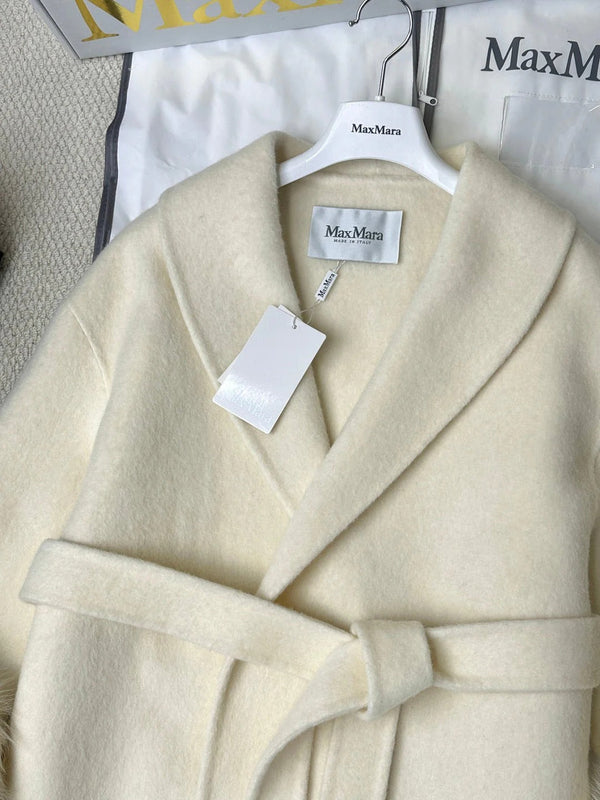 MANTEAU EN CACHEMIRE MAX MARA 25S AVEC BORDURE EN FOURRURE DE RENARD 235