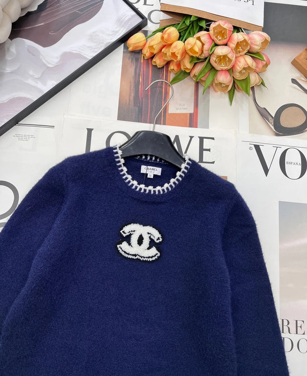 CC 26 Pull en maille bleu marine Laine Cachemire 785142