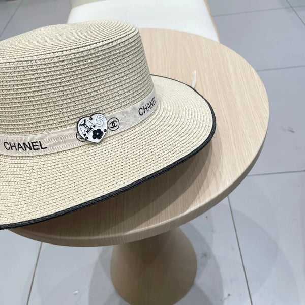 FLAT STRAW HAT IVORY 672723