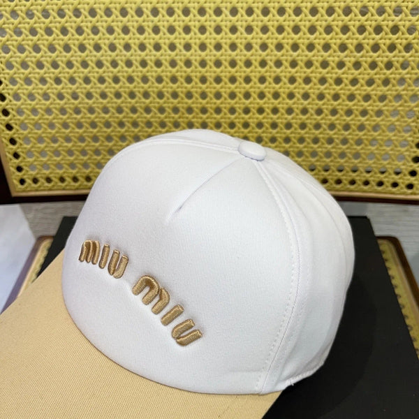 MM BASEBALL CAP IN WHITE MIX BEIGE FABRIC WITH LOGO EMBROIDERY
