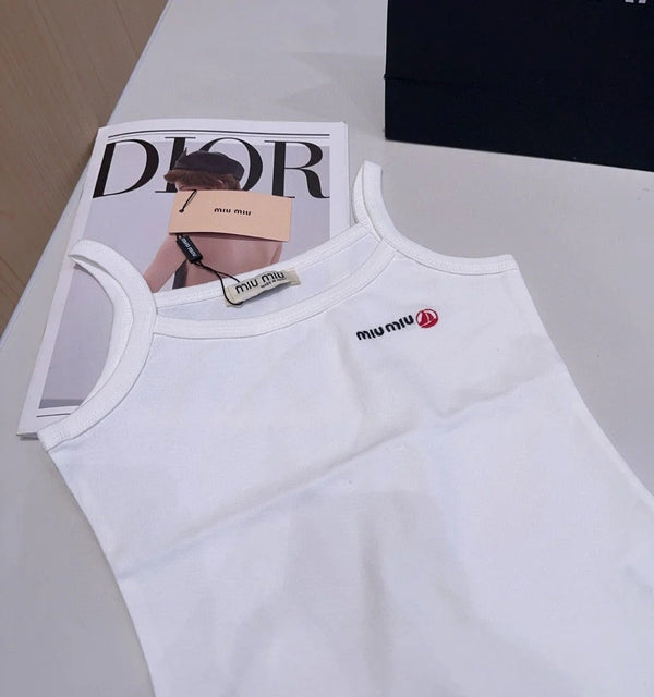 CAMISOLE 613778 IN WHITE COTTON RIBBED