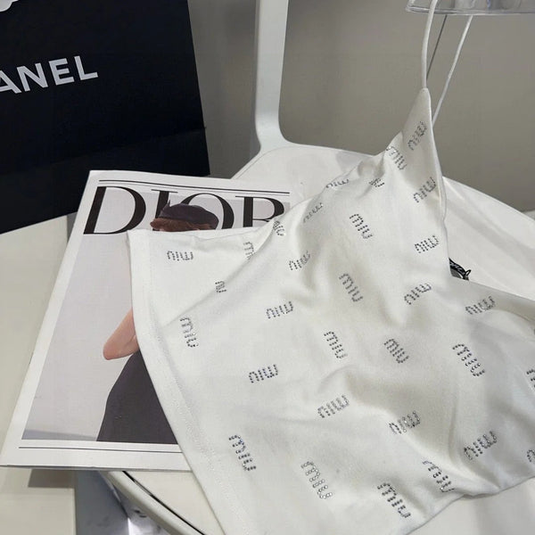 CAMI TOP 640628 IN WHITE COTTON RIBBED KNIT