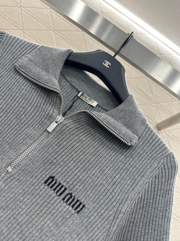 MIUMIU SHORT-SLEEVE KNIT POLO SHIRT STYLE 99