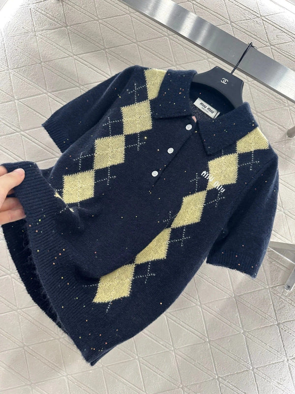 MIUMIU SHORT-SLEEVE KNIT TOP STYLE 22