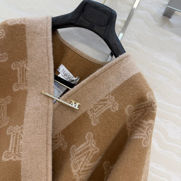 MAX MARA 25S CAPE EN MAILLE FRANGÉE 166