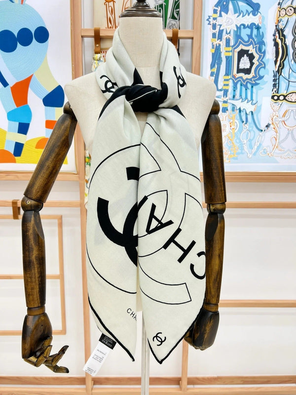 CHANEL 25S SCARF 135 IN CASHMERE SILK 708380