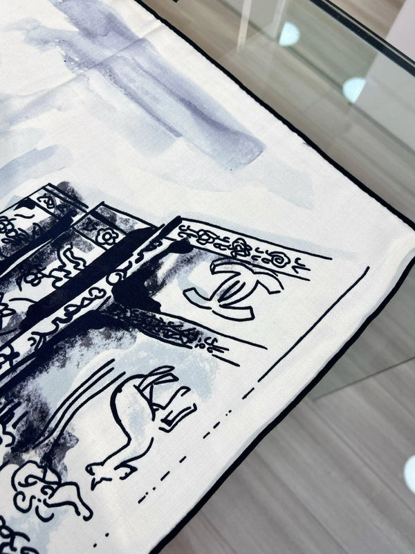 CHANEL 25S SCARF 135 IN CASHMERE SILK 737230