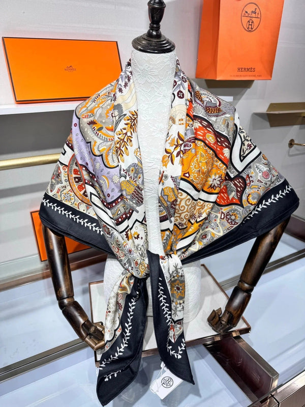 HERMES 25S SCARF 135 IN CASHMERE SILK 706586