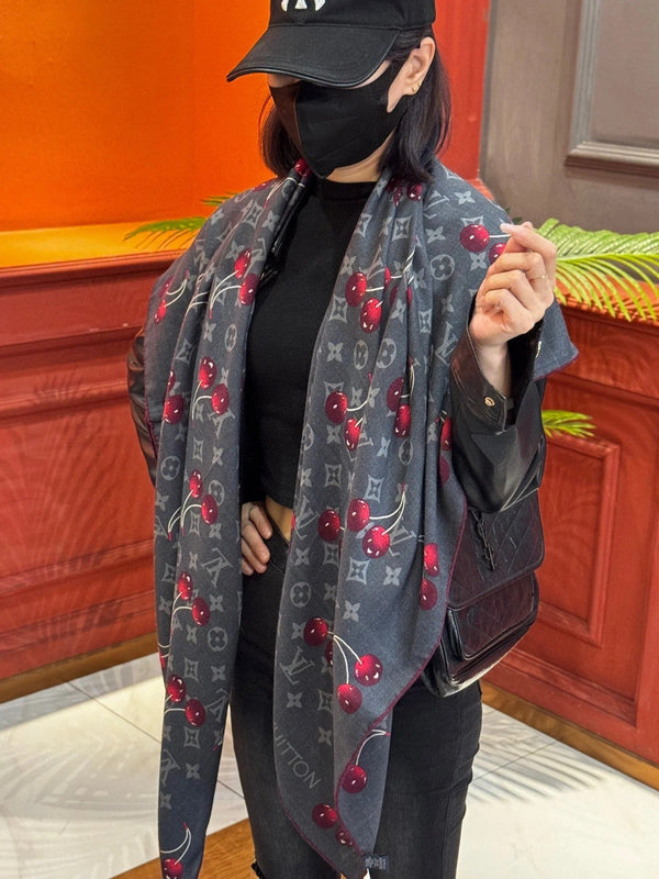 LV SCARF 140 CM IN SILK-CASHMERE BLEND 737268