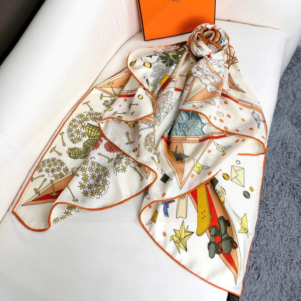 HERMES 25S SCARF 135 IN SILK AND CASHMERE 735831