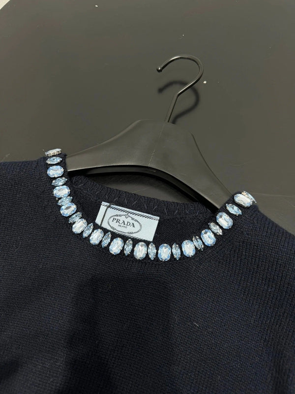 PRADA 25S BEADED CREW NECK SWEATER 313