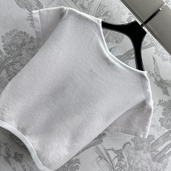 CHANEL SHORT SLEEVE CREW NECK KNIT TOP 263668