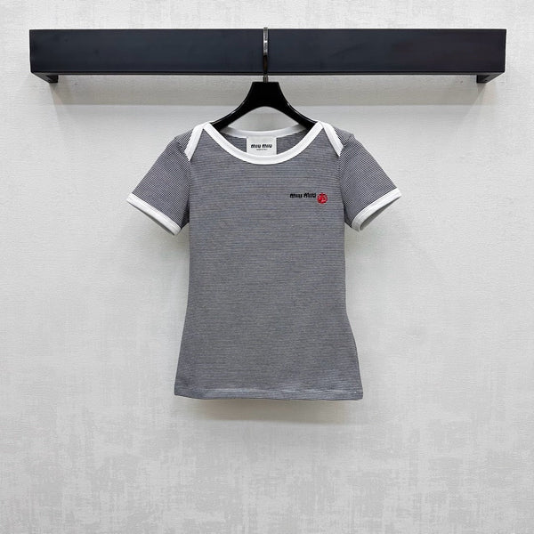 TEE-SHIRT RAYÉ À MANCHES COURTES MIU MIU 267829