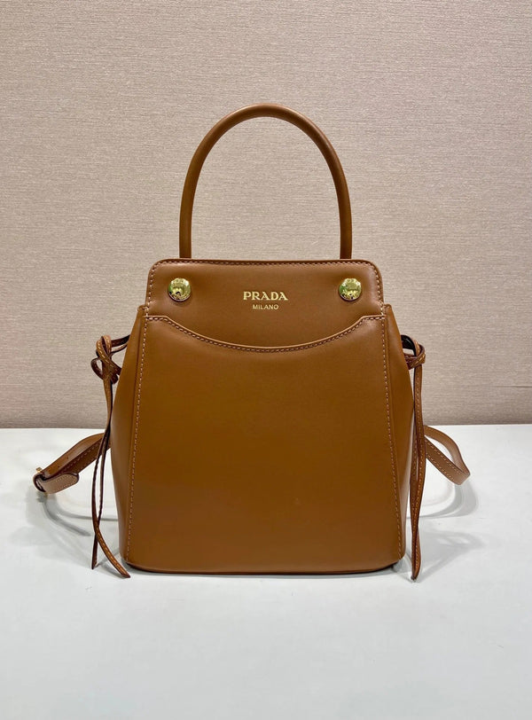 Prada 2026 Carry Bag 21cm Black White Brown Calfskin 351841