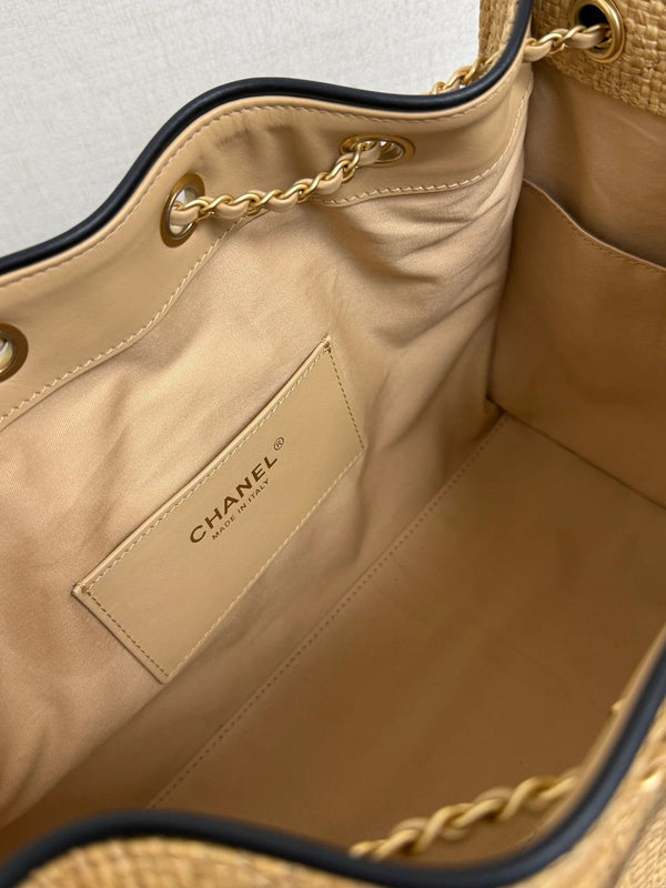 Chanel 2026 Hobo Bag 30cm Apricot Woven Leather