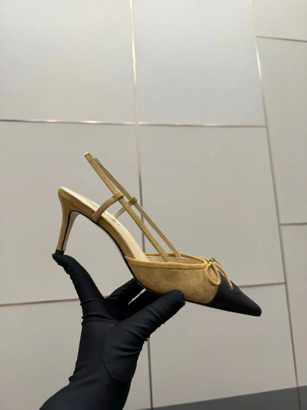 CC 26s Escarpins à bride arrière 65 Daim marron noir Cuir de vachette 651327