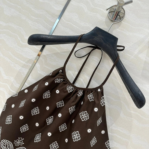 MIUMIU EARTH BROWN STRAPPY BACK TOP