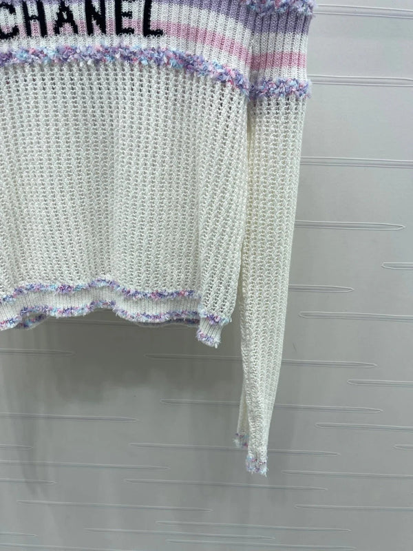 CHANEL PULL EN MAILLE AJOURÉE À MANCHES LONGUES 25S STYLE 161